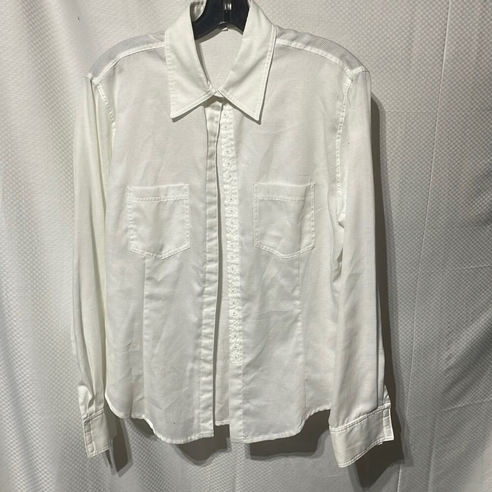 Anue vintage white waffle weave size M shaped blouse snap closure euc